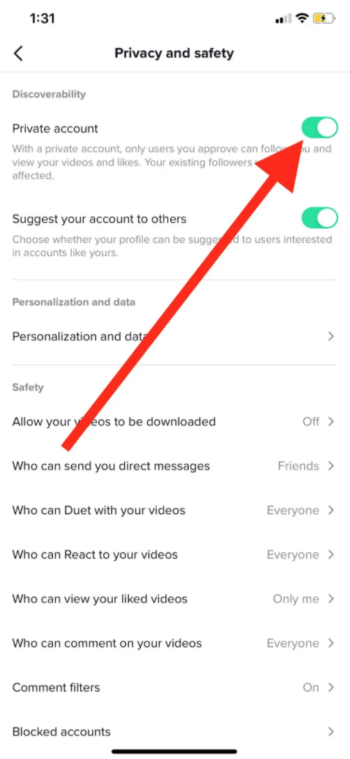 tiktok privacy settings